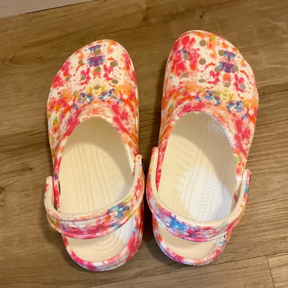 Crocs Classic Solar Rainbow Clogs Crocs Shoes Crocs Size 6 Tie Dye Crocs Orange - Picture 3 of 10